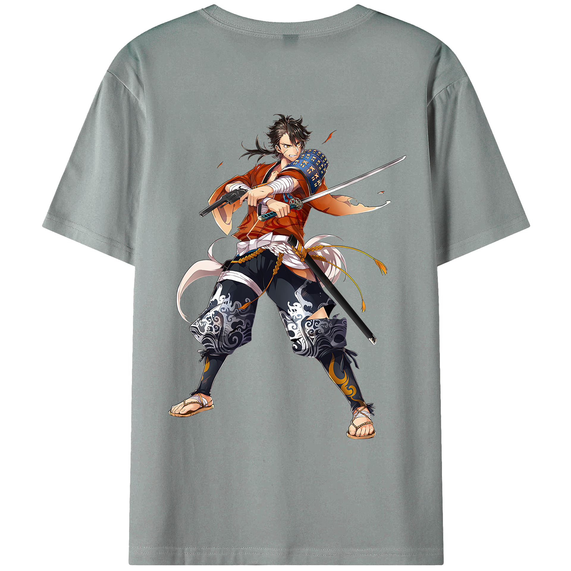 （画像用） 刀剣乱舞 Touken Ranbu 綿100％ メンズ半袖Tシャツ（バックプリント） 通気性